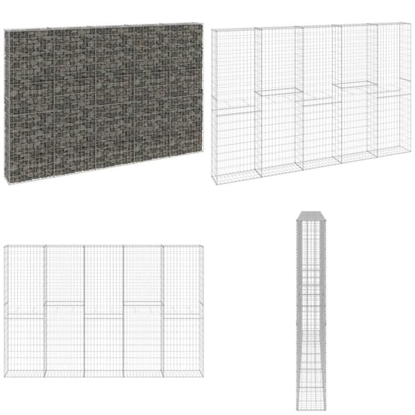 Gabionvæg med dæksler 300x30x200 cm galvaniseret stål - Gabionvæg - Gabionvægge - Home & Living