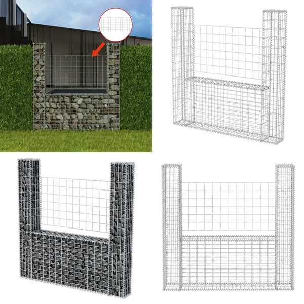 Gabionkurv U-formet stål 160 x 20 x 150 cm - Gabionkurv - Gabionkurve - Home & Living