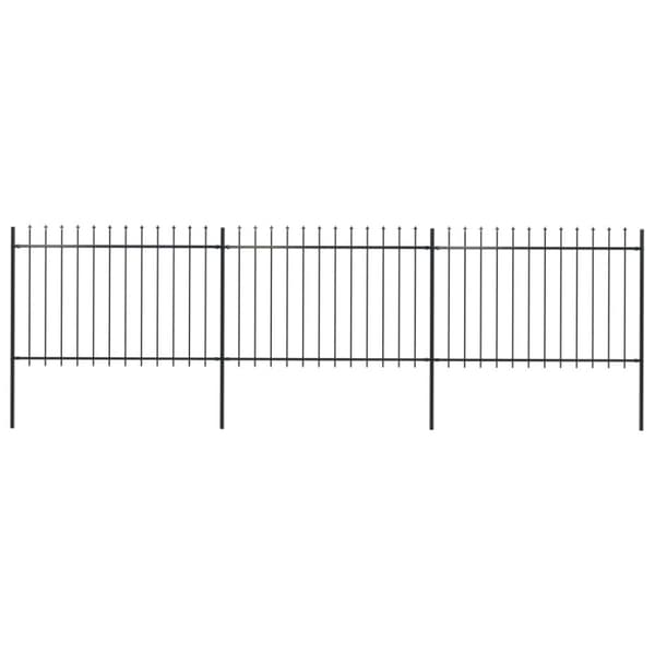 Havehegn med spydtop 5,1 x 1,2 m sort stål - Havehegn - Hegn - Home & Living