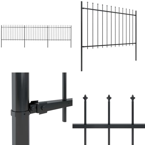 Havehegn med spydtop 5,1 x 1,2 m sort stål - Havehegn - Hegn - Home & Living