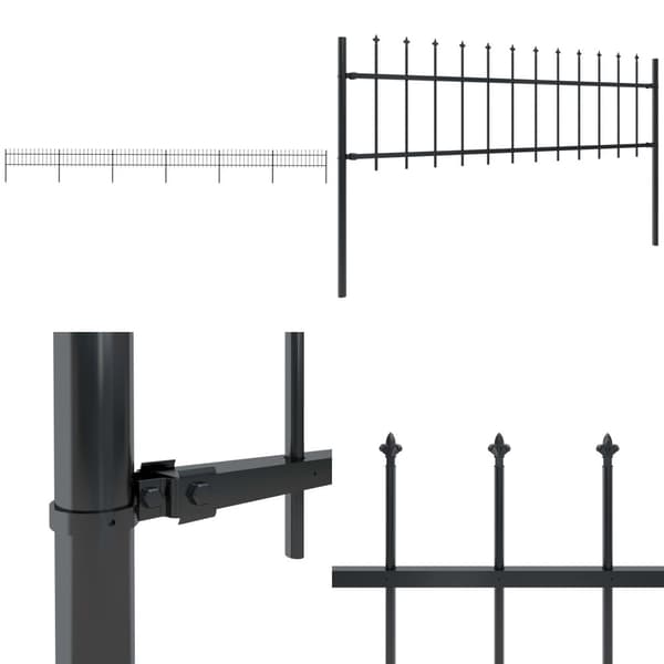 Puutarha-aita keihäskärjillä 10,2x0,6 m teräs musta - Puutarha-aita - Puutarha-aidat - Home & Living