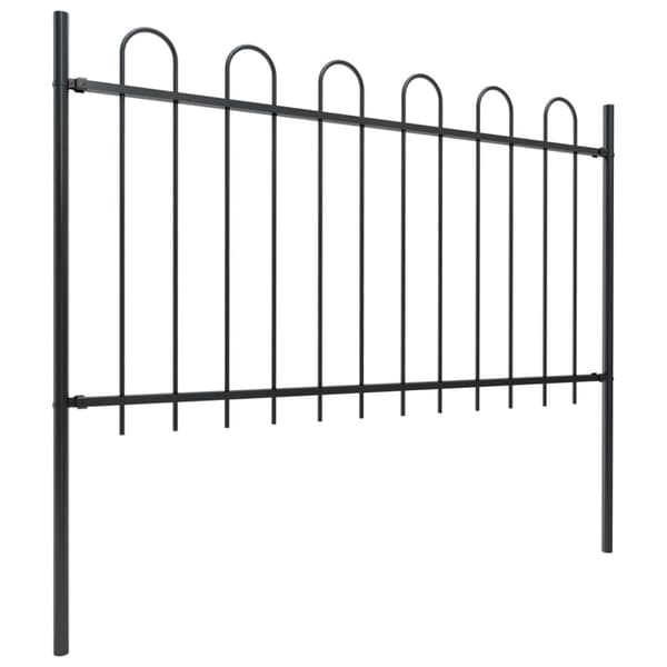Havehegn med buet top 8,5 x 1 m sort stål - Havehegn - Hegn Til Haven - Home & Living