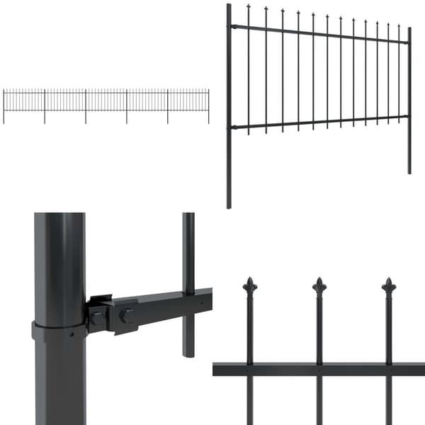 Havehegn med spydtop 8,5 x 1 m sort stål - Havehegn - Hegn - Home & Living