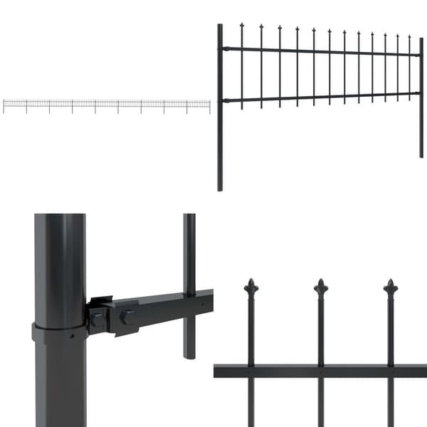 Puutarha-aita keihäänkärjillä 15,3x0,6 m teräs musta - Puutarha-aita - Puutarha-aidat - Home & Living