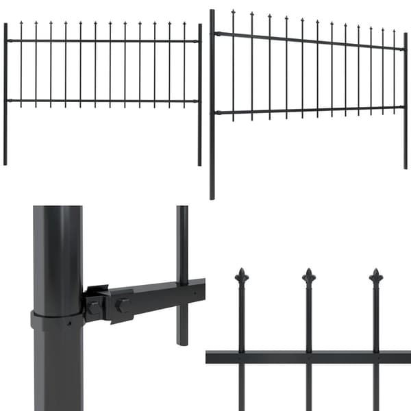 Trädgårdsstaket med spjuttopp stål 1,7x0.8 m svart - Stängsel - Stängselpanel - Home & Living
