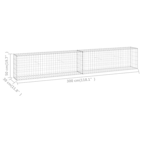 Gabionvæg med dæksler 300x30x50 cm galvaniseret stål - Gabionvæg - Gabionvægge - Home & Living