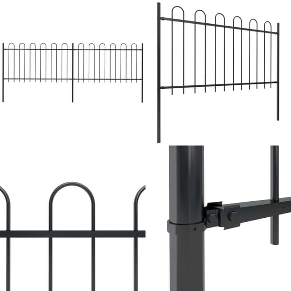 Puutarha-aita kaarikärjillä 3,4x1 m teräs musta - Puutarha-aita - Puutarha-aidat - Home & Living