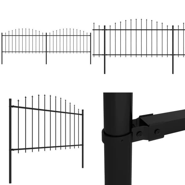 Havehegn med spydtop (1,25-1,5) x 3,4 m sort stål - Havehegn - Hegnspanel - Home & Living