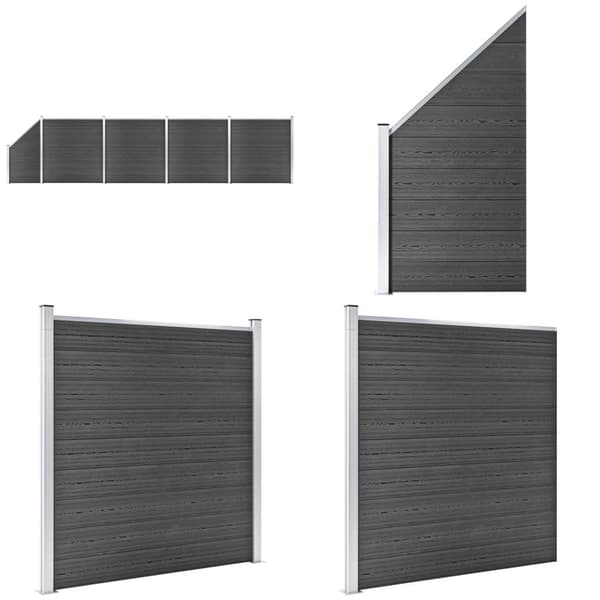 Hegnspanelsæt 792x(105-186) cm WPC sort - Hegnspanel - Hegnspaneler - Home & Living