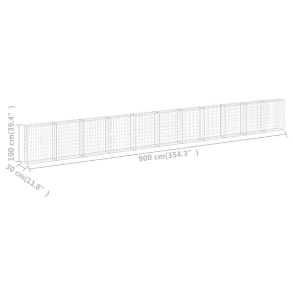 Gabion-kivikori kansilla galvanoitu teräs 900x30x100 cm - Gabionseinä - Gabionseinät - Home & Living