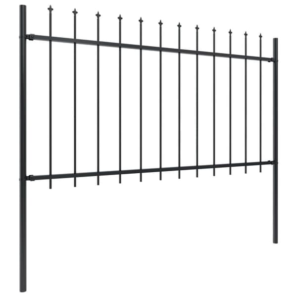 Havehegn med spydtop 5,1 x 1 m sort stål - Havehegn - Hegn - Home & Living