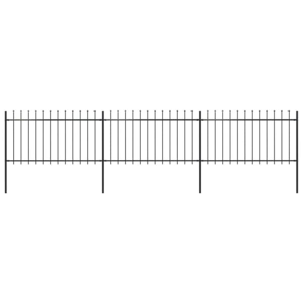 Havehegn med spydtop 5,1 x 1 m sort stål - Havehegn - Hegn - Home & Living