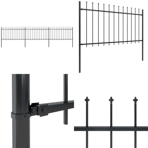 Havehegn med spydtop 5,1 x 1 m sort stål - Havehegn - Hegn - Home & Living