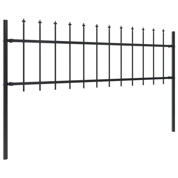 Havehegn med spydtop 5,1 x 0,6 m sort stål - Havehegn - Hegn - Home & Living