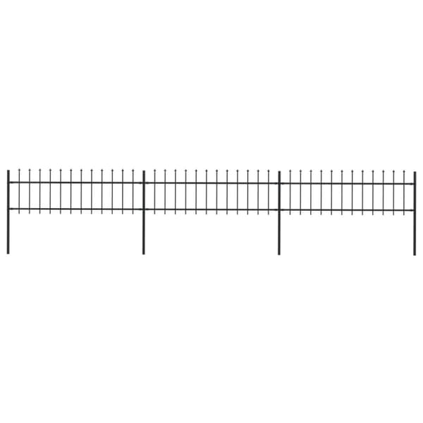 Havehegn med spydtop 5,1 x 0,6 m sort stål - Havehegn - Hegn - Home & Living