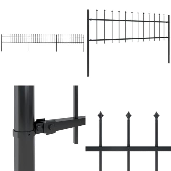Havehegn med spydtop 5,1 x 0,6 m sort stål - Havehegn - Hegn - Home & Living