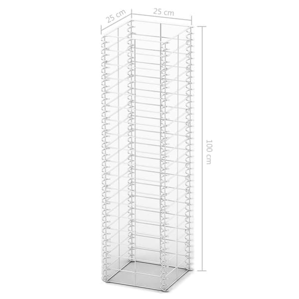 Gabionsæt 3 stk. Galvaniseret ståltråd 25 x 25 x 100 cm - Gabionkurv - Gabionkurve - Home & Living