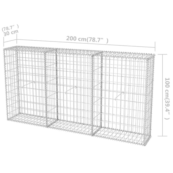 Gabionkurv 200 x 30 x 100 cm galvaniseret stål - Gabionkurv - Gabionkurve - Home & Living