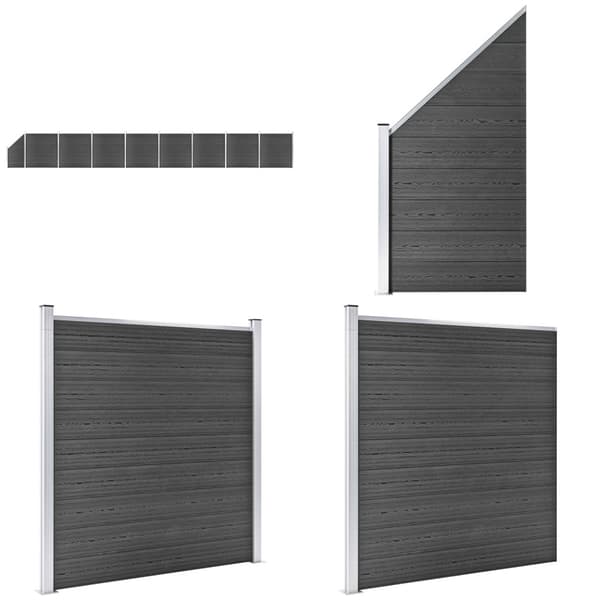 Hegnspanelsæt 1484x(105-186) cm WPC sort - Hegnspanel - Hegnspaneler - Home & Living
