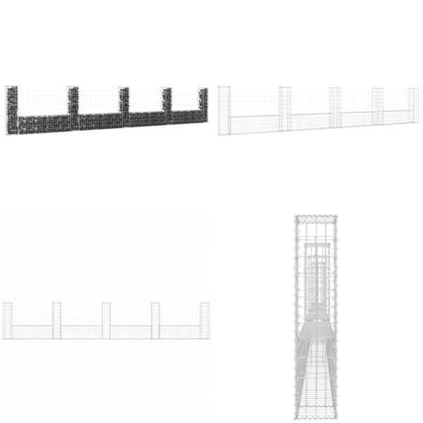 Gabionkurv med 5 stolper 500x20x100 cm U-facon jern - Gabionkurv - Gabionkurve - Home & Living