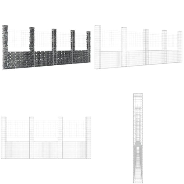 Gabionkurv med 5 stolper 500x20x200 cm U-facon jern - Gabionkurv - Gabionkurve - Home & Living