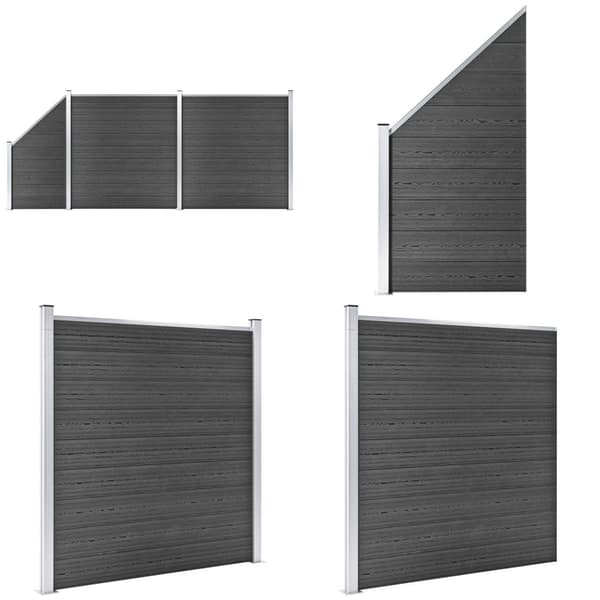 Hegnspanelsæt 446x(105-186) cm WPC sort - Hegnspanel - Hegnspaneler - Home & Living
