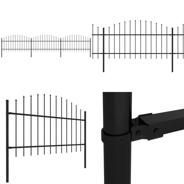 Havehegn med spydtop (1-1,25) x 5,1 m sort stål - Havehegn - Hegnspanel - Home & Living