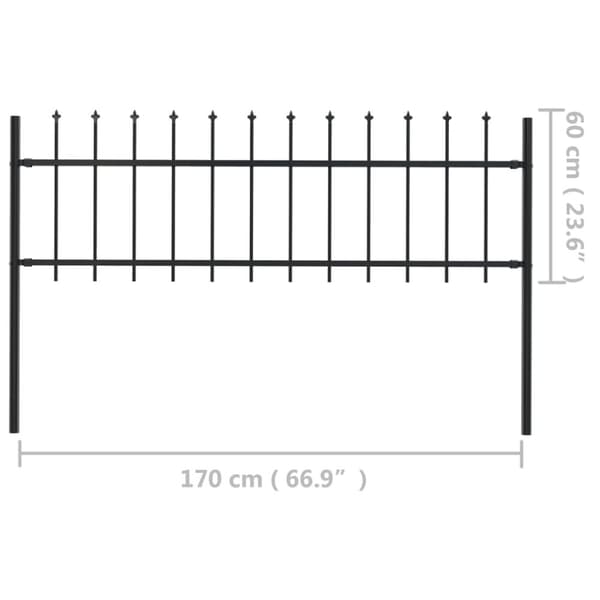 Havehegn med spydtop 1,7 x 0,6 m stål sort - Havehegn - Hegn - Home & Living