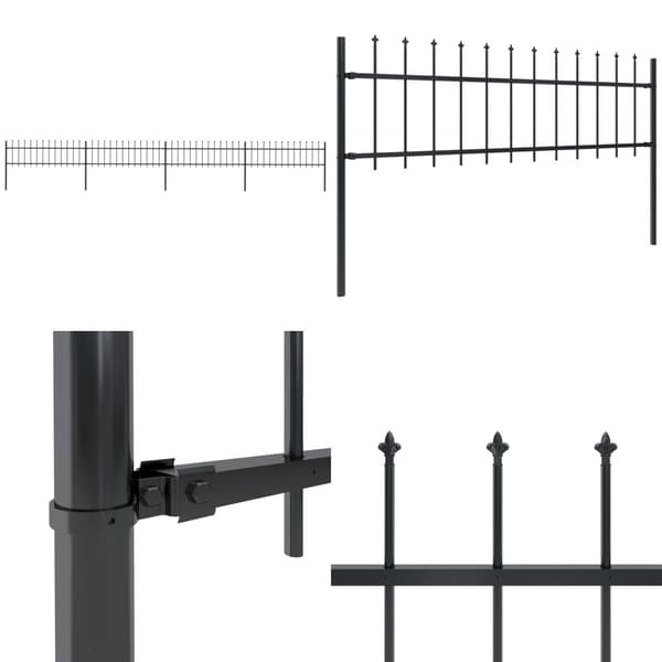 Havehegn med spydtop 6,8 x 0,6 m sort stål - Havehegn - Hegn - Home & Living