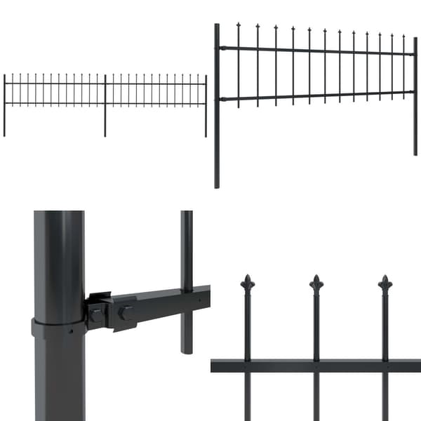 Havehegn med spydtop 3,4 x 0,6 m sort stål - Havehegn - Hegn - Home & Living