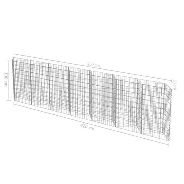 Gabionseinä galvanoitu teräs 450x30x100 cm - Gabionseinä - Gabionseinät - Home & Living