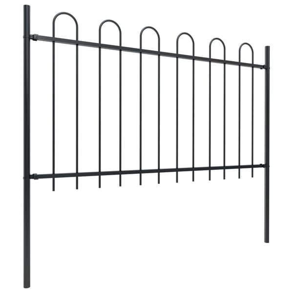 Havehegn med buet top 6,8 x 1 m sort stål - Havehegn - Hegn Til Haven - Home & Living