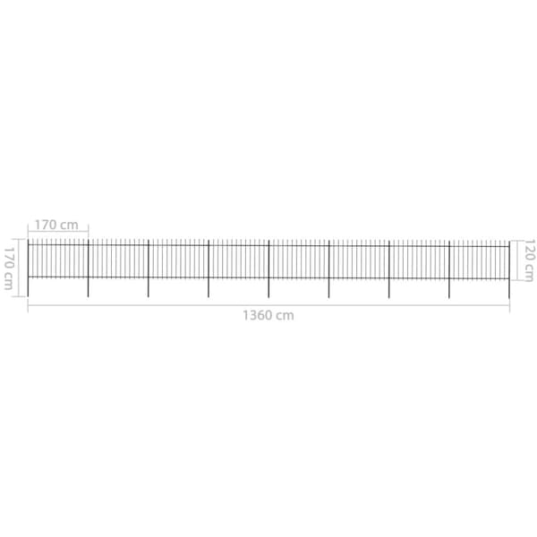 Puutarha-aita keihäänkärjillä 13,6x1,2 m teräs musta - Puutarha-aita - Puutarha-aidat - Home & Living