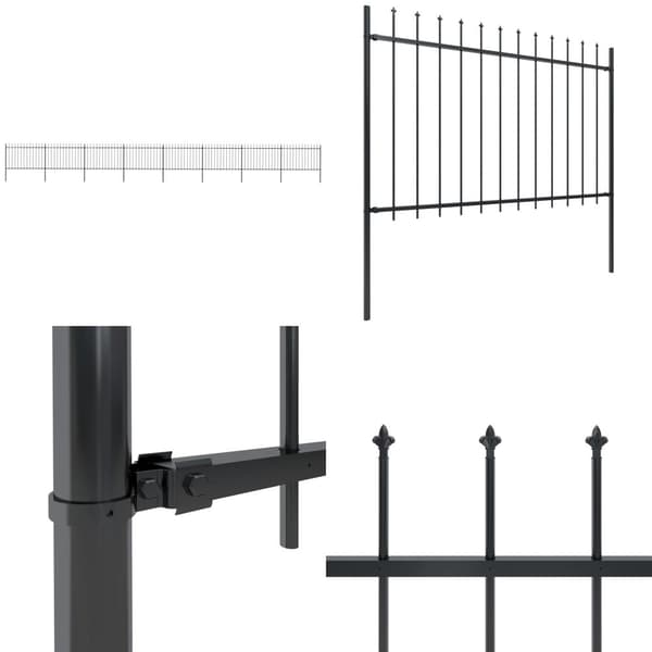 Puutarha-aita keihäänkärjillä 13,6x1,2 m teräs musta - Puutarha-aita - Puutarha-aidat - Home & Living