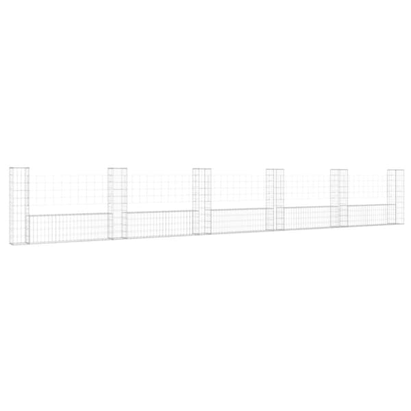 U-muotoiset kivikorit 6 pylväällä rauta 620x20x100 cm - Kivikori - Kivikorit - Home & Living