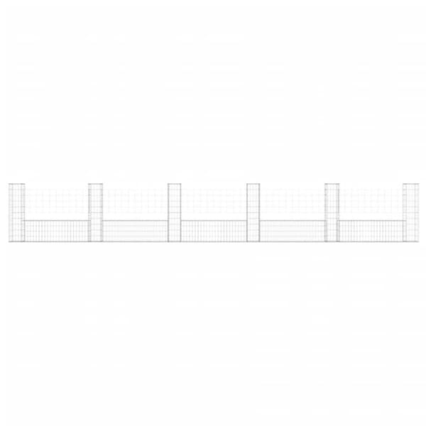 U-muotoiset kivikorit 6 pylväällä rauta 620x20x100 cm - Kivikori - Kivikorit - Home & Living