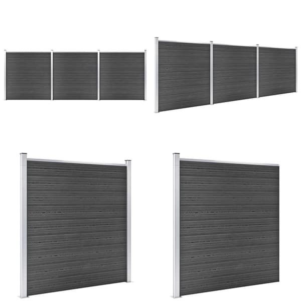 Hegnspanelsæt 526x186 cm WPC sort - Hegnspanel - Hegnspaneler - Home & Living