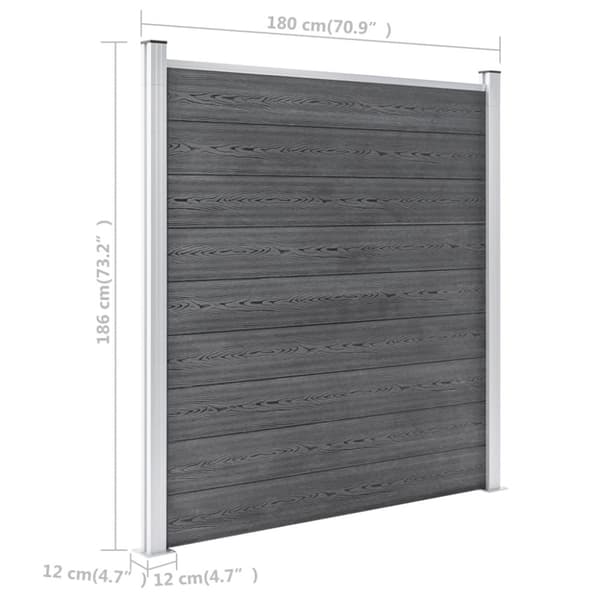 Puutarha-aita WPC 1564x186 cm harmaa - Aita - Aidat - Home & Living