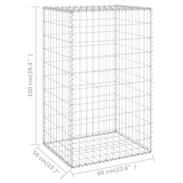 Gabion-kivikori kansilla galvanoitu teräs 60x50x100 cm - Gabionseinä - Gabionseinät - Home & Living