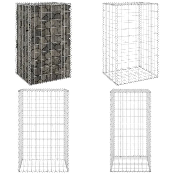 Gabion-kivikori kansilla galvanoitu teräs 60x50x100 cm - Gabionseinä - Gabionseinät - Home & Living
