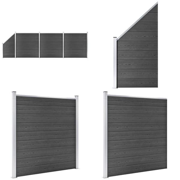 Hegnspanelsæt 619x(105-186) cm WPC sort - Hegnspanel - Hegnspaneler - Home & Living