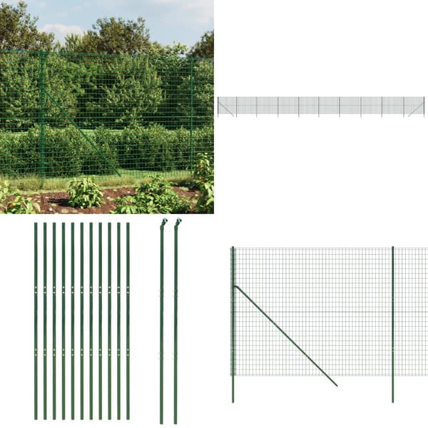 Trådhegn 2x25 m galvaniseret stål grøn - Trådhegn - Havehegn - Home & Living