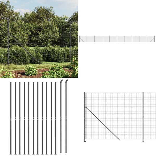 Stängsel med stolpsko antracit 1,6x25 m - Stålnät - Trådnät - Home & Living