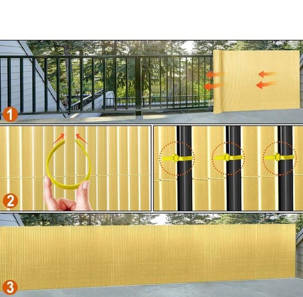 YUENFONG PVC Screen Blackout Privacy Screen för trädgård, balkong och terrass, väderbeständig, Bambus, 180*300cm