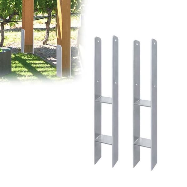 Stödpunkter för H-pelare - YUENFONG - Varmförzinkad - Bredd 81 mm - Längd 600 mm - 4 hål