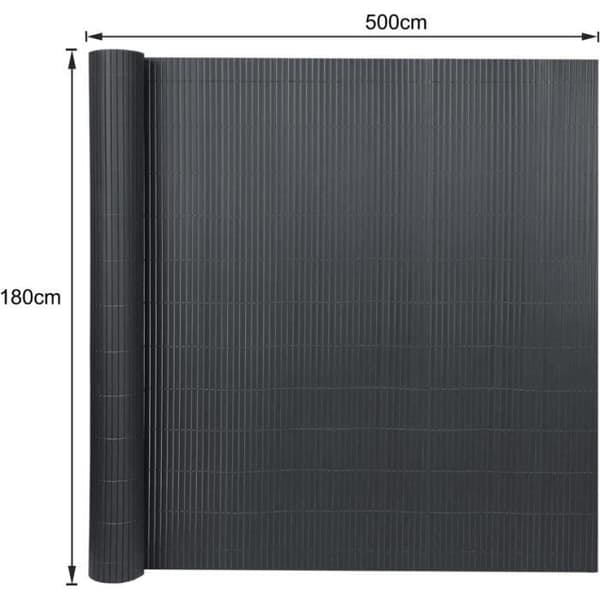 YUENFONG PVC-intimitetsmatta 180x500cm - lämplig för stängsel Matta i rör för balkong, trädgård och terrass, Antracit