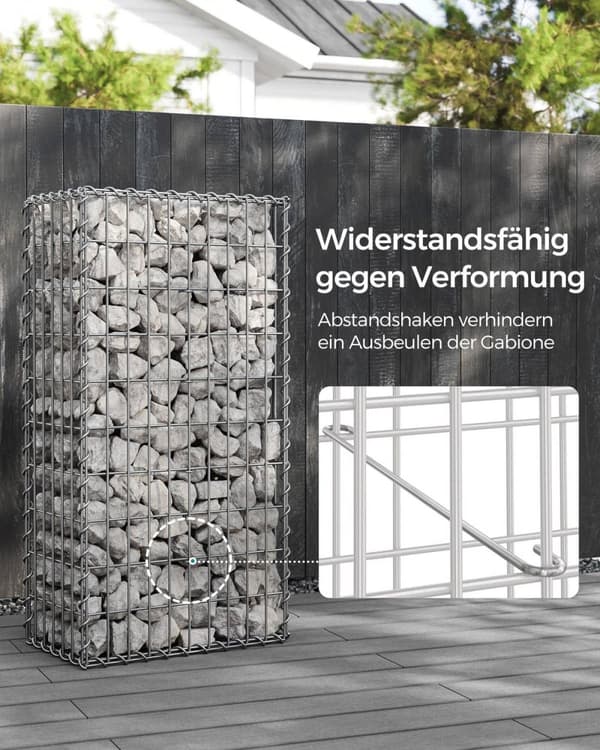 Hopea Rootz Gabion Set - Metalliverkko - Spiraalitikku - Galvanoitu teräs - Helppo koota - Kestävä rakenne - Monipuolinen käyttö - 100 cm x 50 cm x 30
