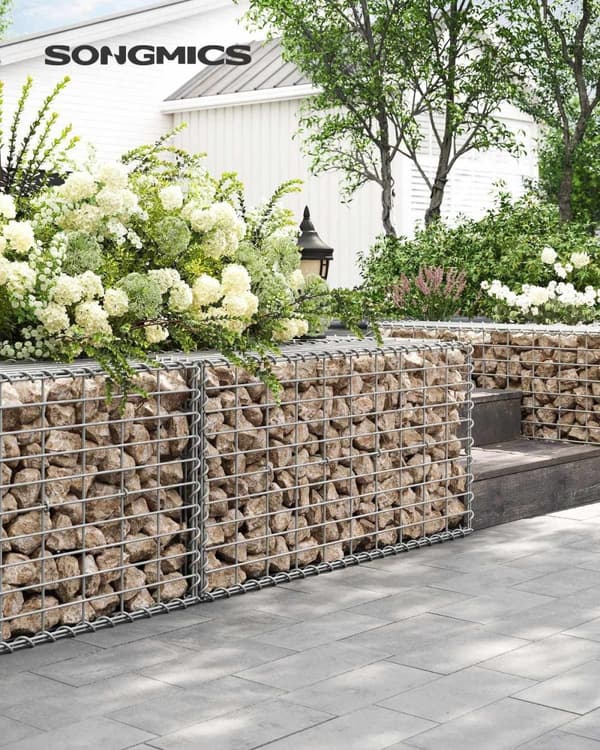 Hopea Rootz Gabion Set - Metalliverkko - Spiraalitikku - Galvanoitu teräs - Helppo koota - Kestävä rakenne - Monipuolinen käyttö - 100 cm x 50 cm x 30