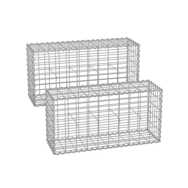 Hopea Rootz Gabion Set - Metalliverkko - Spiraalitikku - Galvanoitu teräs - Helppo koota - Kestävä rakenne - Monipuolinen käyttö - 100 cm x 50 cm x 30