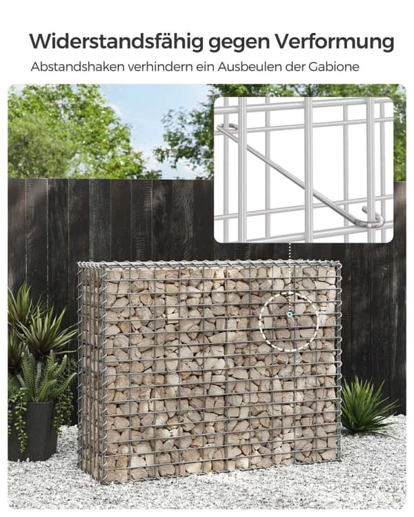 Rootz Heavy Duty Silver Gabion Set - Metallilankaverkko - Galvanoitu teräs - Helppo koota - 100cm x 80cm x 30cm